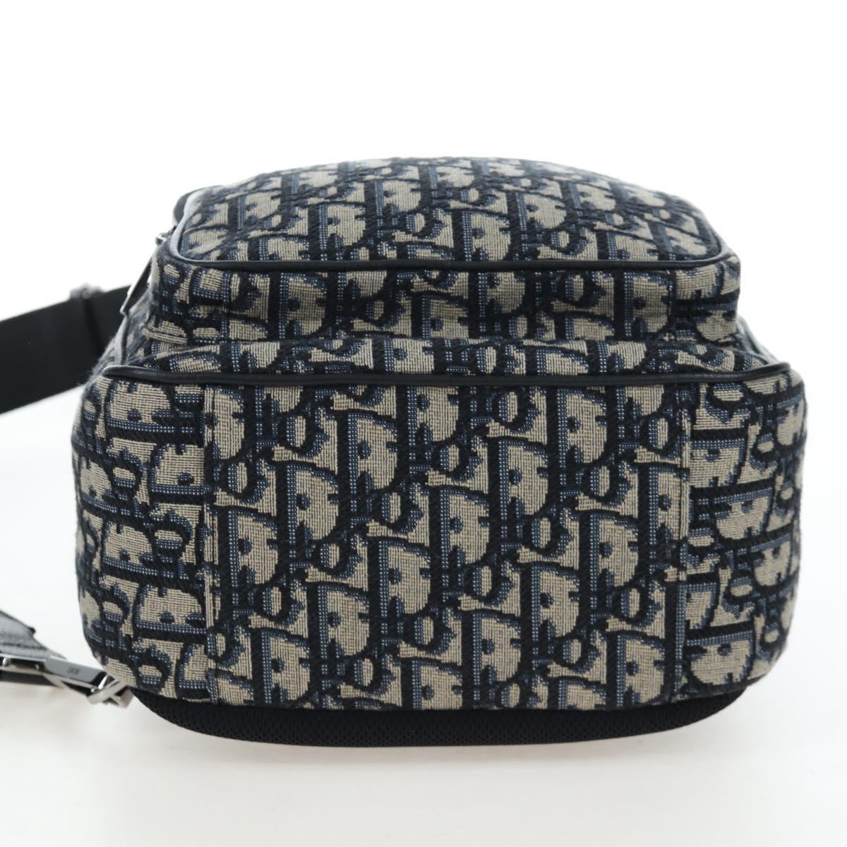 Christian Dior Trotter Canvas Backpack Jacquard Navy Silver Auth 203250SAM
