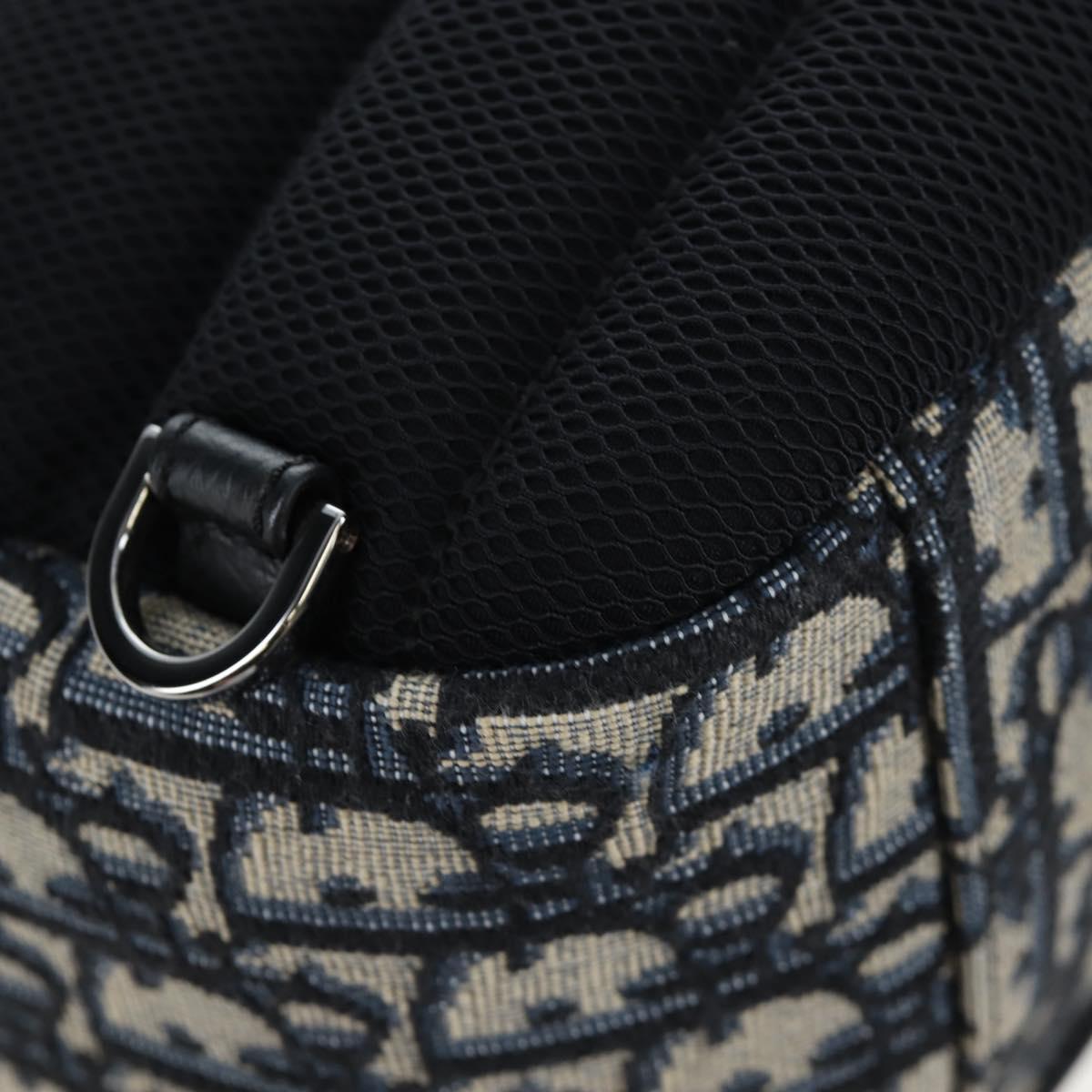 Christian Dior Trotter Canvas Backpack Jacquard Navy Silver Auth 203250SAM