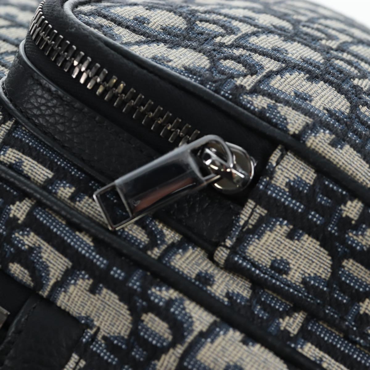 Christian Dior Trotter Canvas Backpack Jacquard Navy Silver Auth 203250SAM