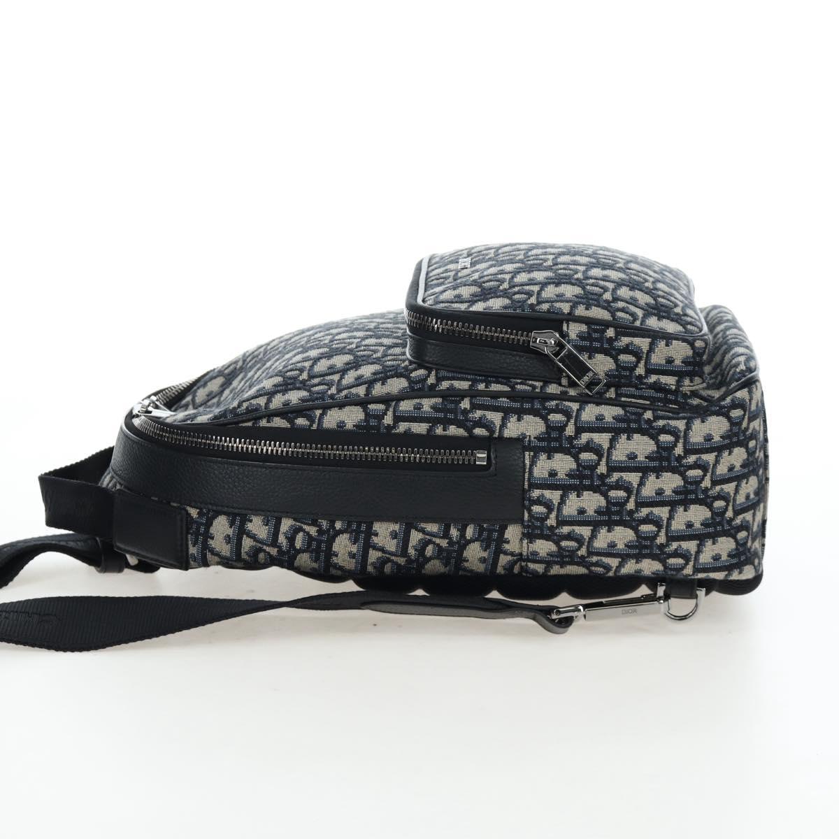 Christian Dior Trotter Canvas Backpack Jacquard Navy Silver Auth 203250SAM