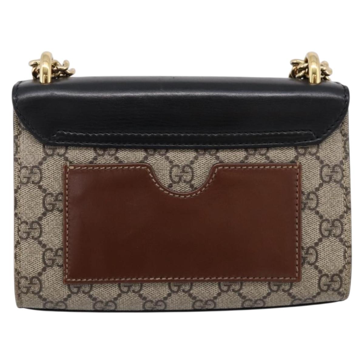 GUCCI GG Supreme Chain Shoulder Bag PVC Beige Gold 409487 Auth 203251A