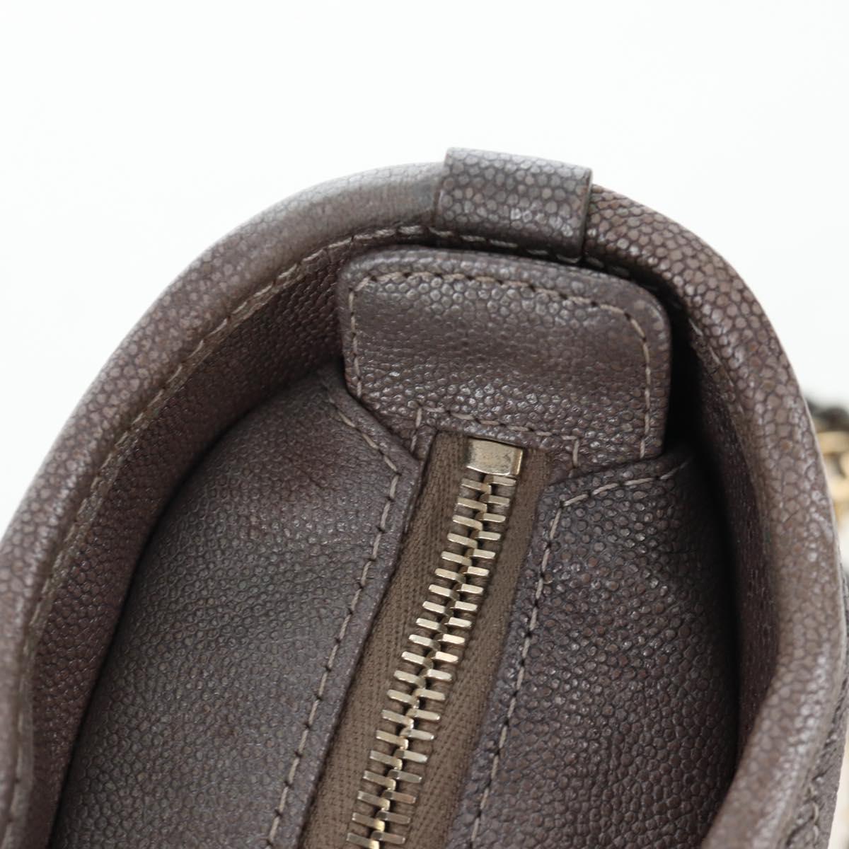 CHANEL Chain Gabriel De V Stitch Shoulder Bag Caviar Skin Gray CC Auth 203252V