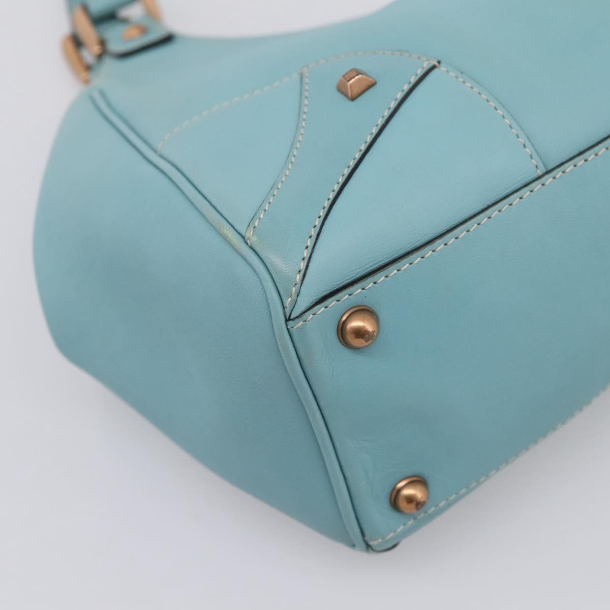 GUCCI New Jackie Hand Bag Leather Light Blue Gold 124407 Auth 203254V