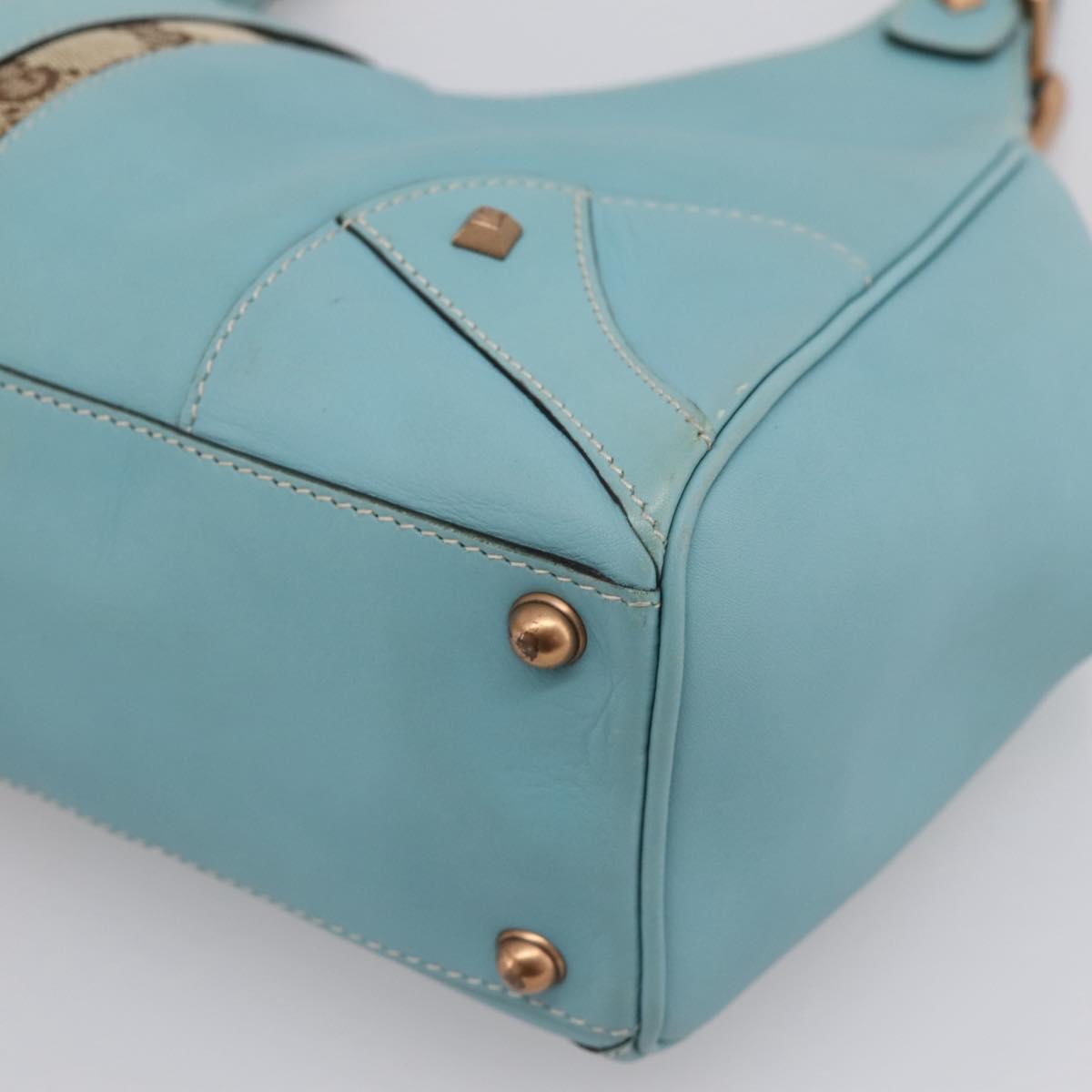 GUCCI New Jackie Hand Bag Leather Light Blue Gold 124407 Auth 203254V