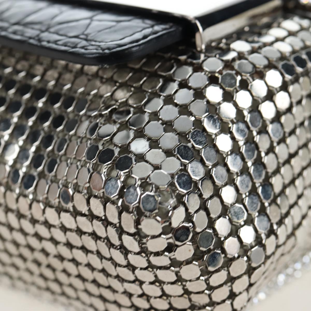 Jimmy Choo Chain Shoulder Bag Leather Sequins Silver Auth 203255M