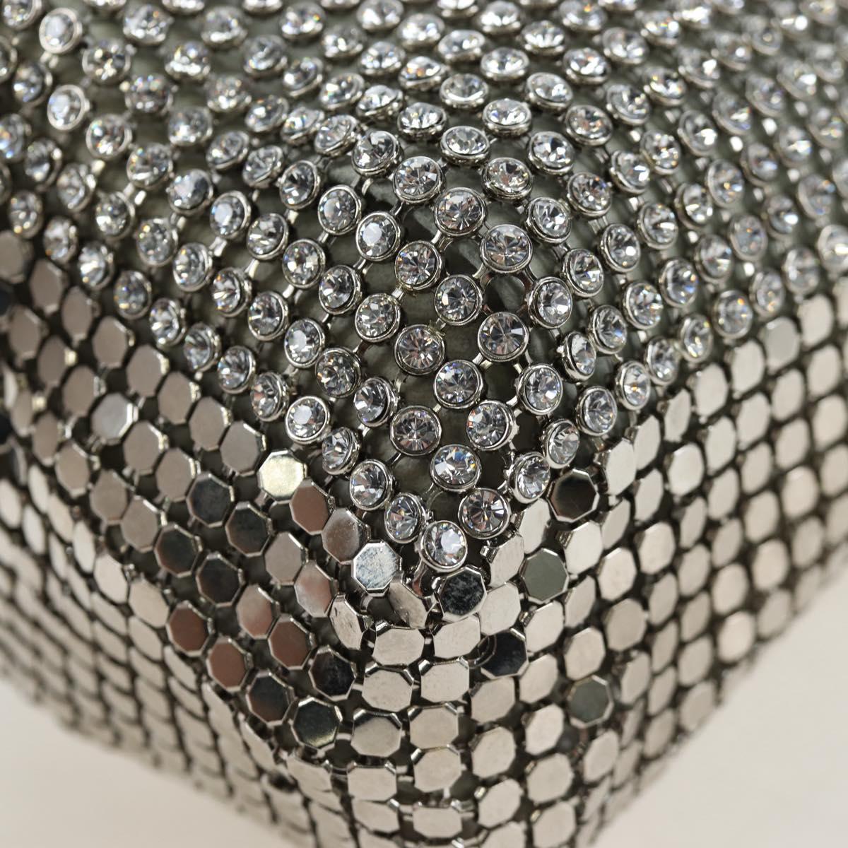 Jimmy Choo Chain Shoulder Bag Leather Sequins Silver Auth 203255M