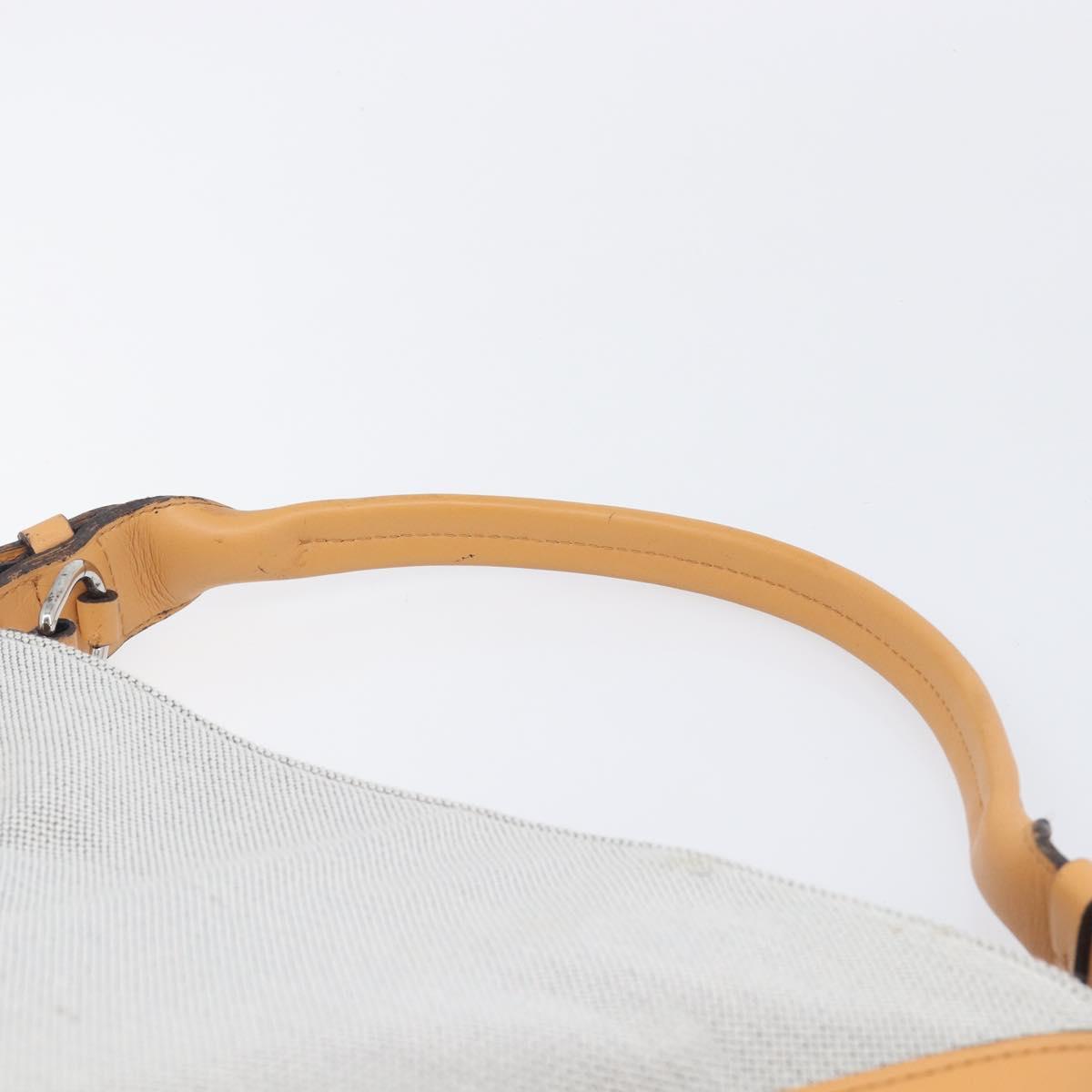 LOUIS VUITTON V Baguette GM Shoulder Bag Leather White Silver LV Auth 203256