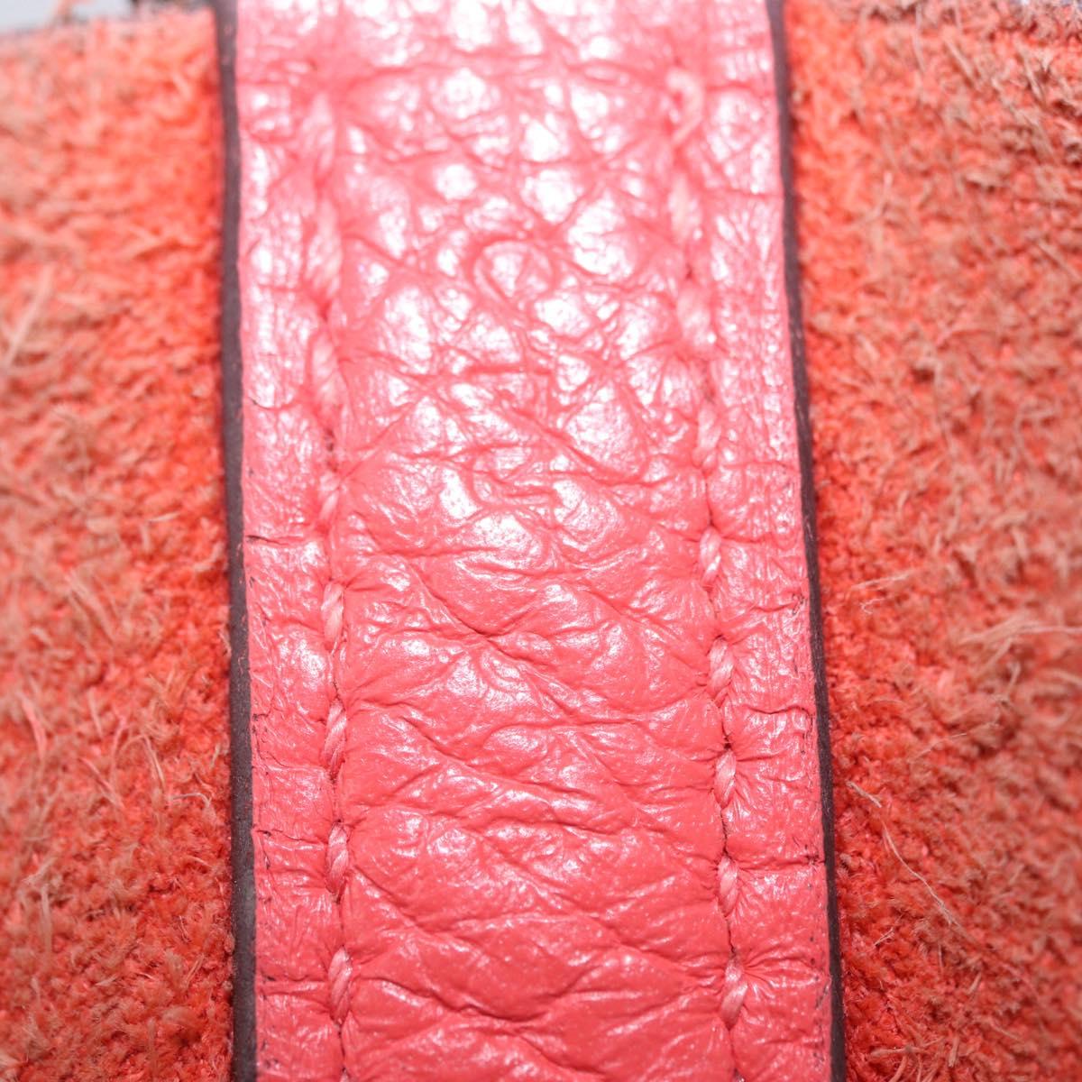 HERMES Pico Tan Lock MM Hand Bag Leather Pink Silver Auth 203257SAM