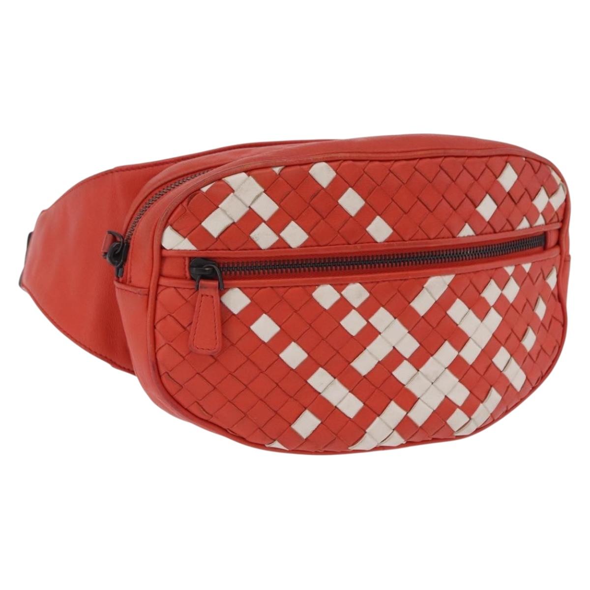 BOTTEGA VENETA INTRECCIATO Waist Bag Leather Red Auth 203258A