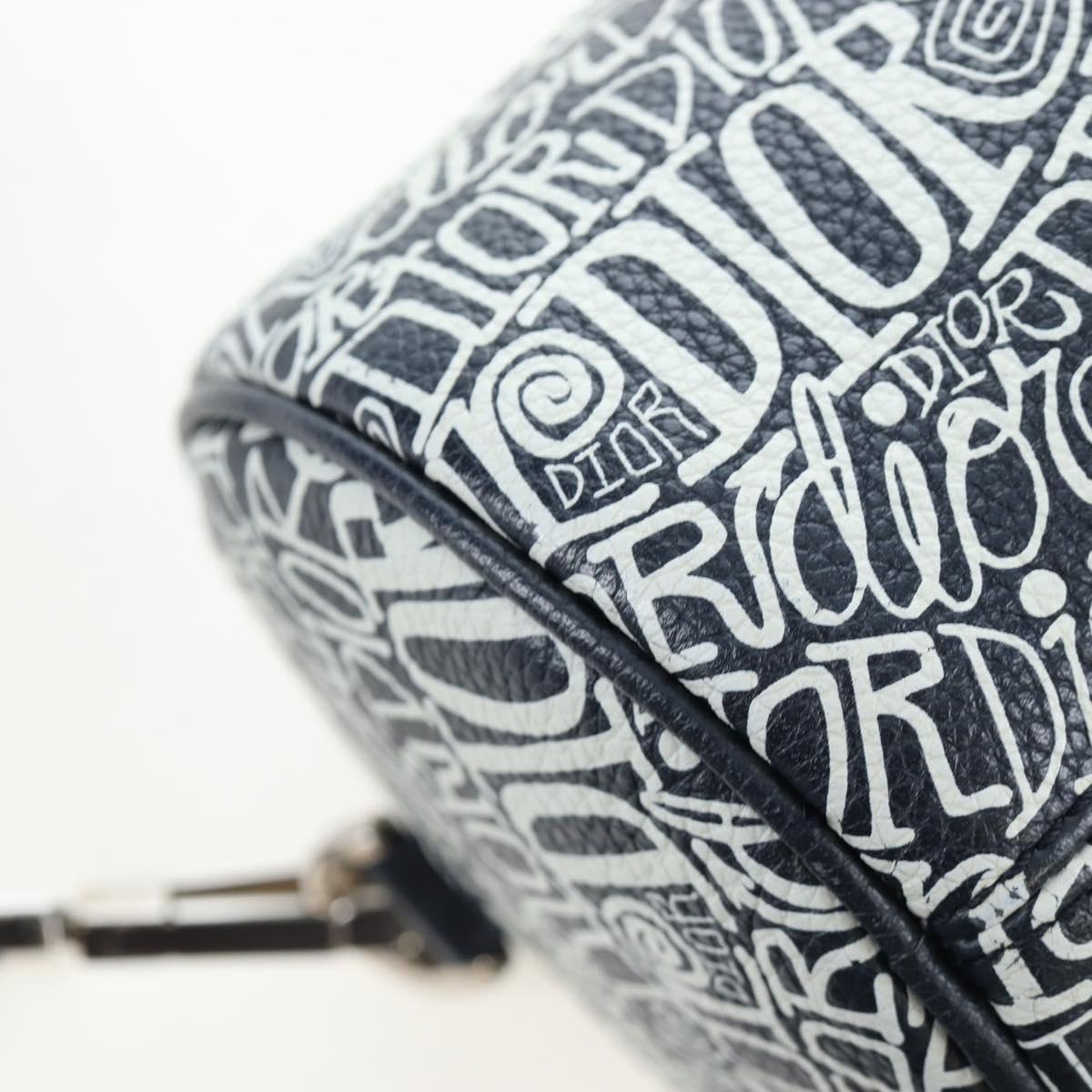 Christian Dior STUSSY Collaboration Bag Leather Navy Silver Auth 203259SAM
