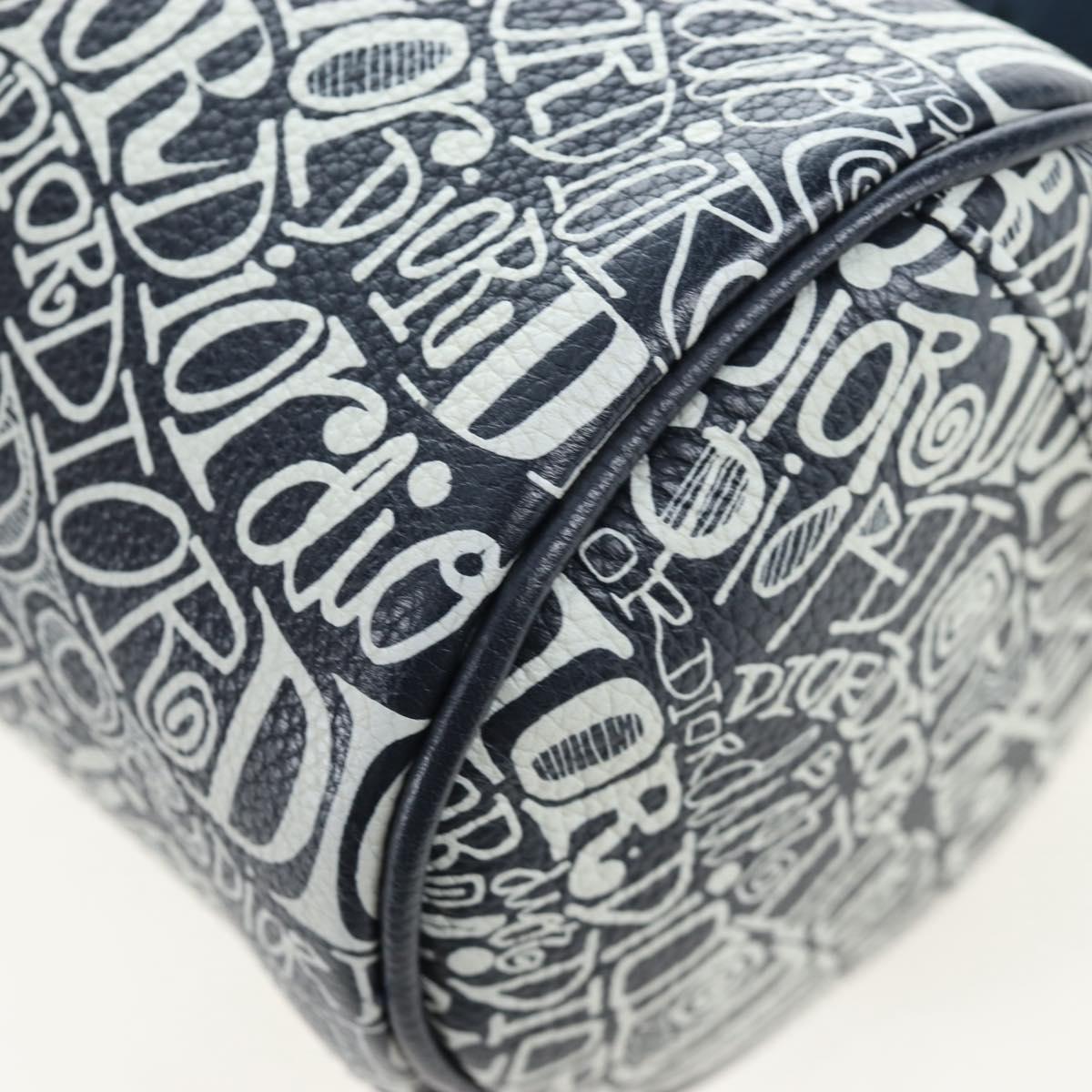 Christian Dior STUSSY Collaboration Bag Leather Navy Silver Auth 203259SAM