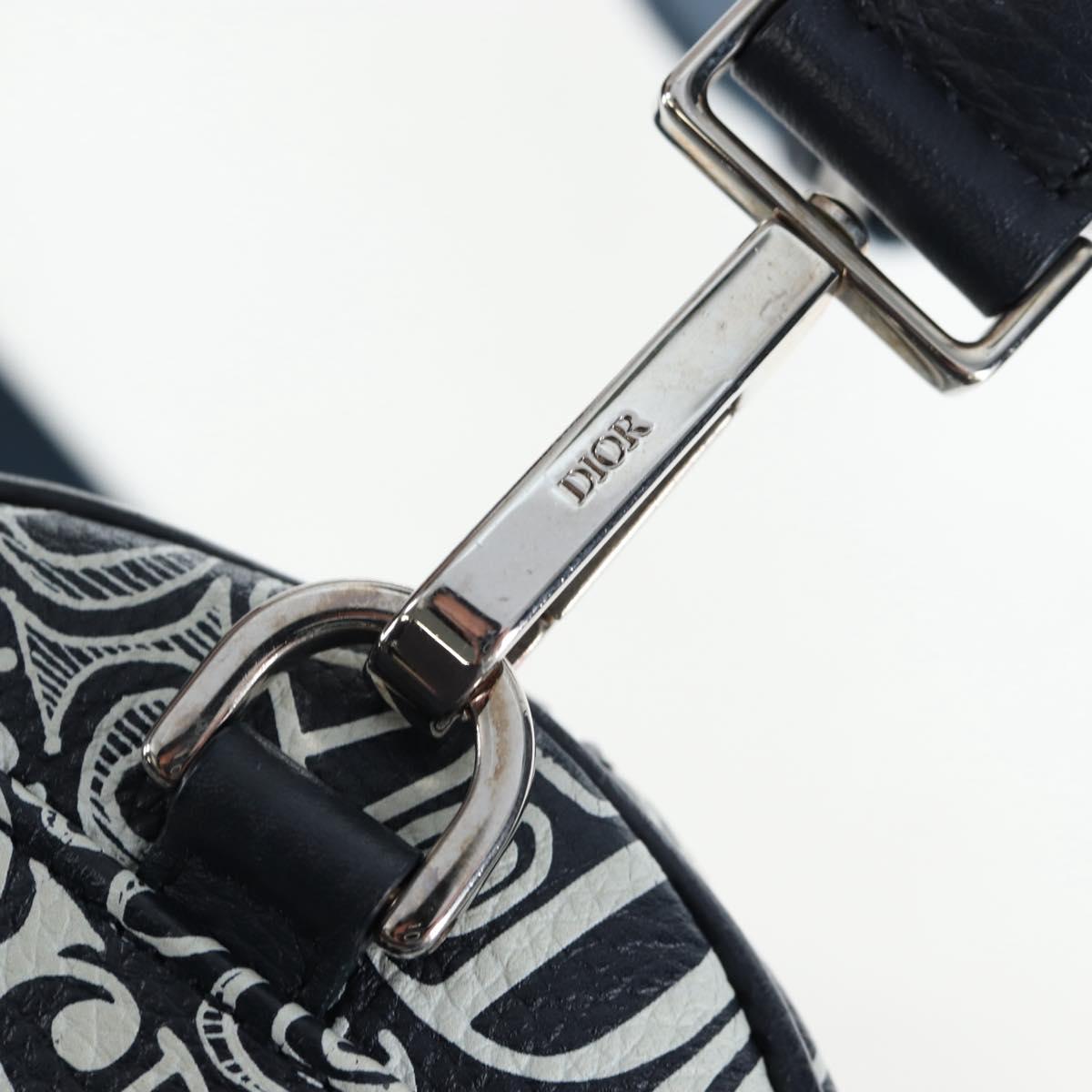 Christian Dior STUSSY Collaboration Bag Leather Navy Silver Auth 203259SAM