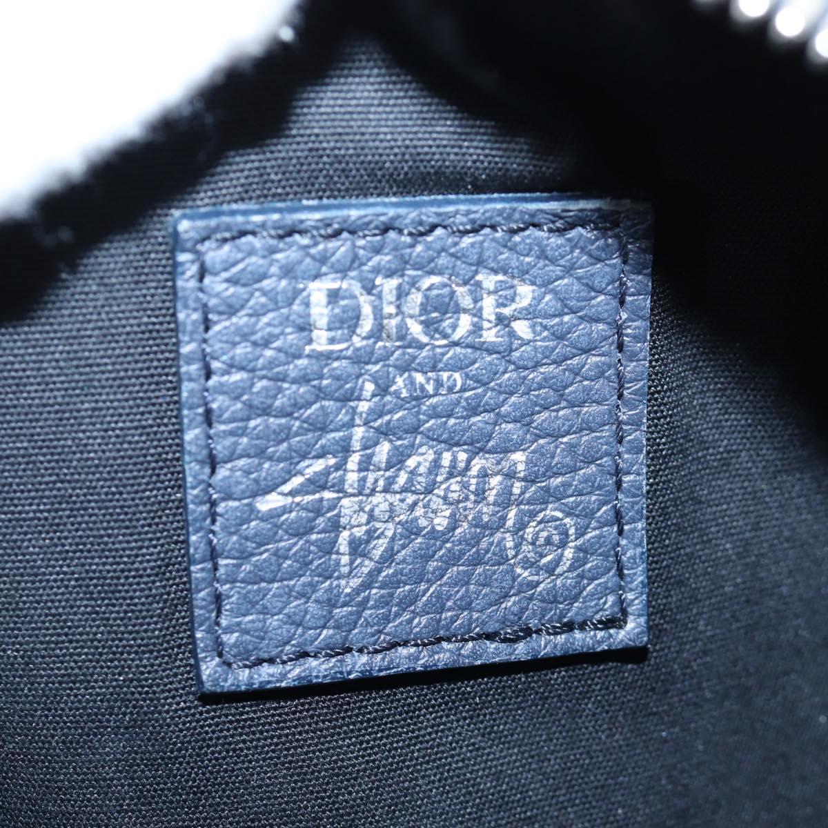 Christian Dior STUSSY Collaboration Bag Leather Navy Silver Auth 203259SAM