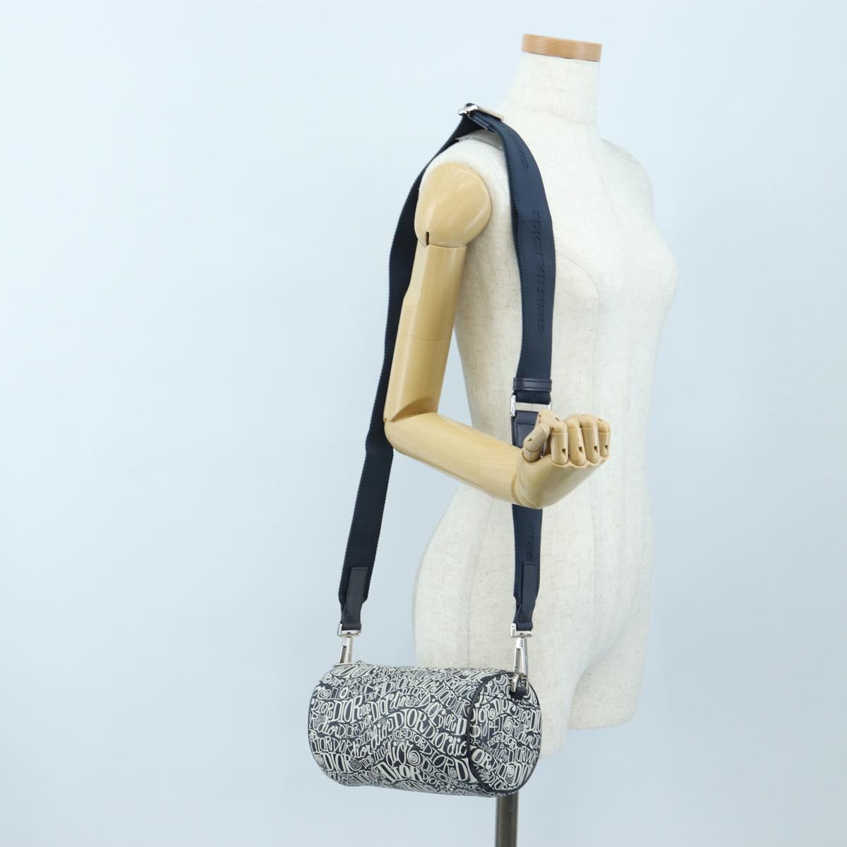 Christian Dior STUSSY Collaboration Bag Leather Navy Silver Auth 203259SAM
