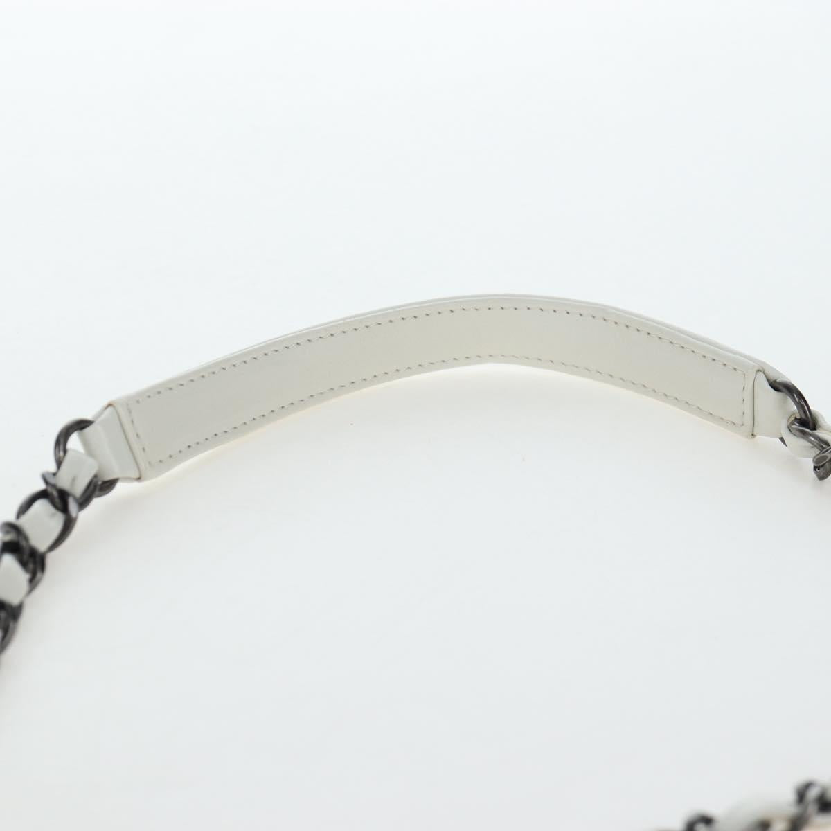 CHANEL Boy Chanel Chain Shoulder Camera Bag Lamb Skin White CC Auth 203260V