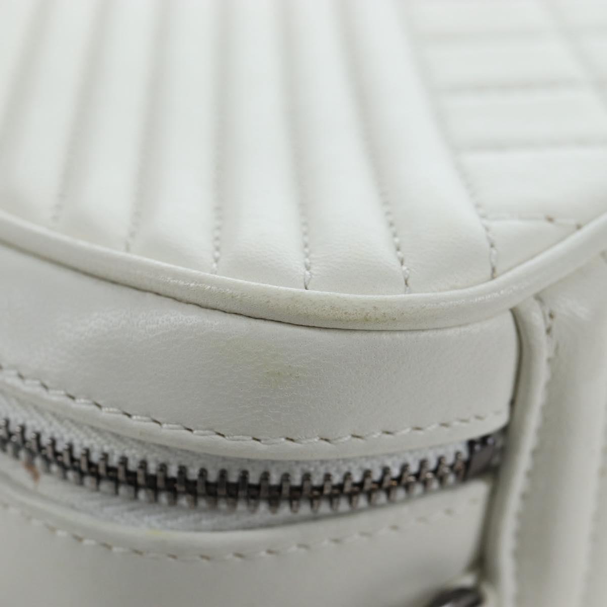 CHANEL Boy Chanel Chain Shoulder Camera Bag Lamb Skin White CC Auth 203260V