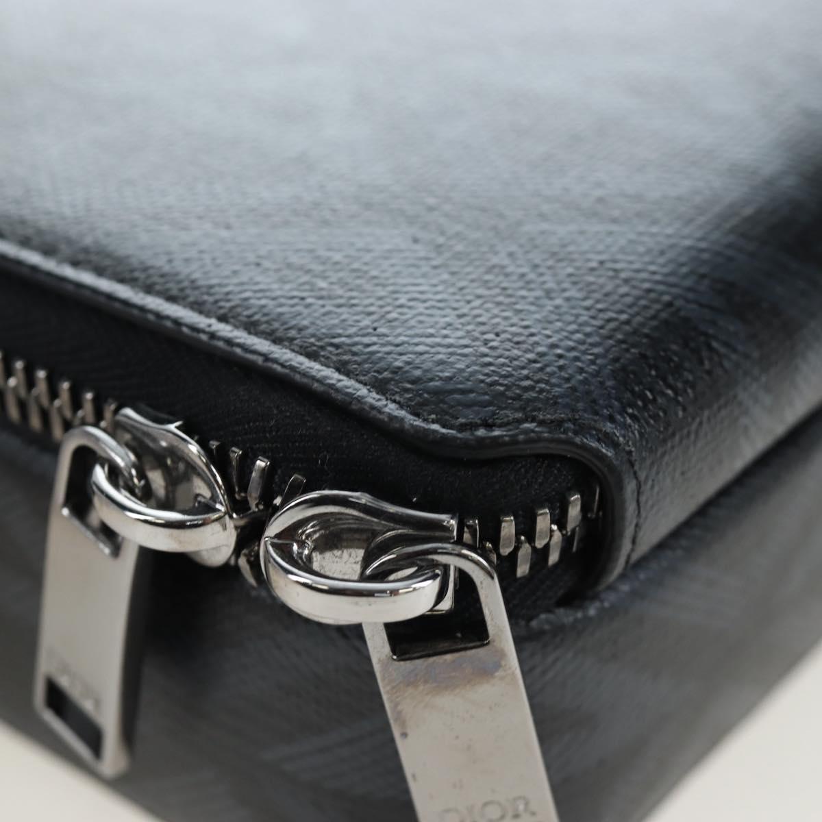 Christian Dior CD Diamond Messenger Shoulder Pouch PVC Black Silver Auth 203261V
