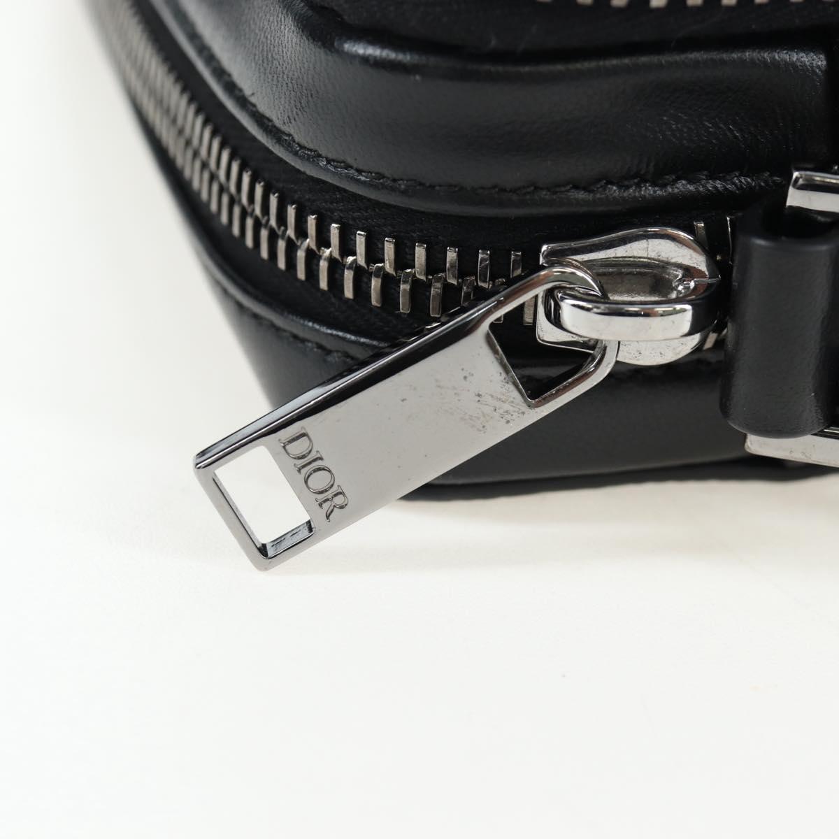 Christian Dior CD Diamond Messenger Shoulder Pouch PVC Black Silver Auth 203261V