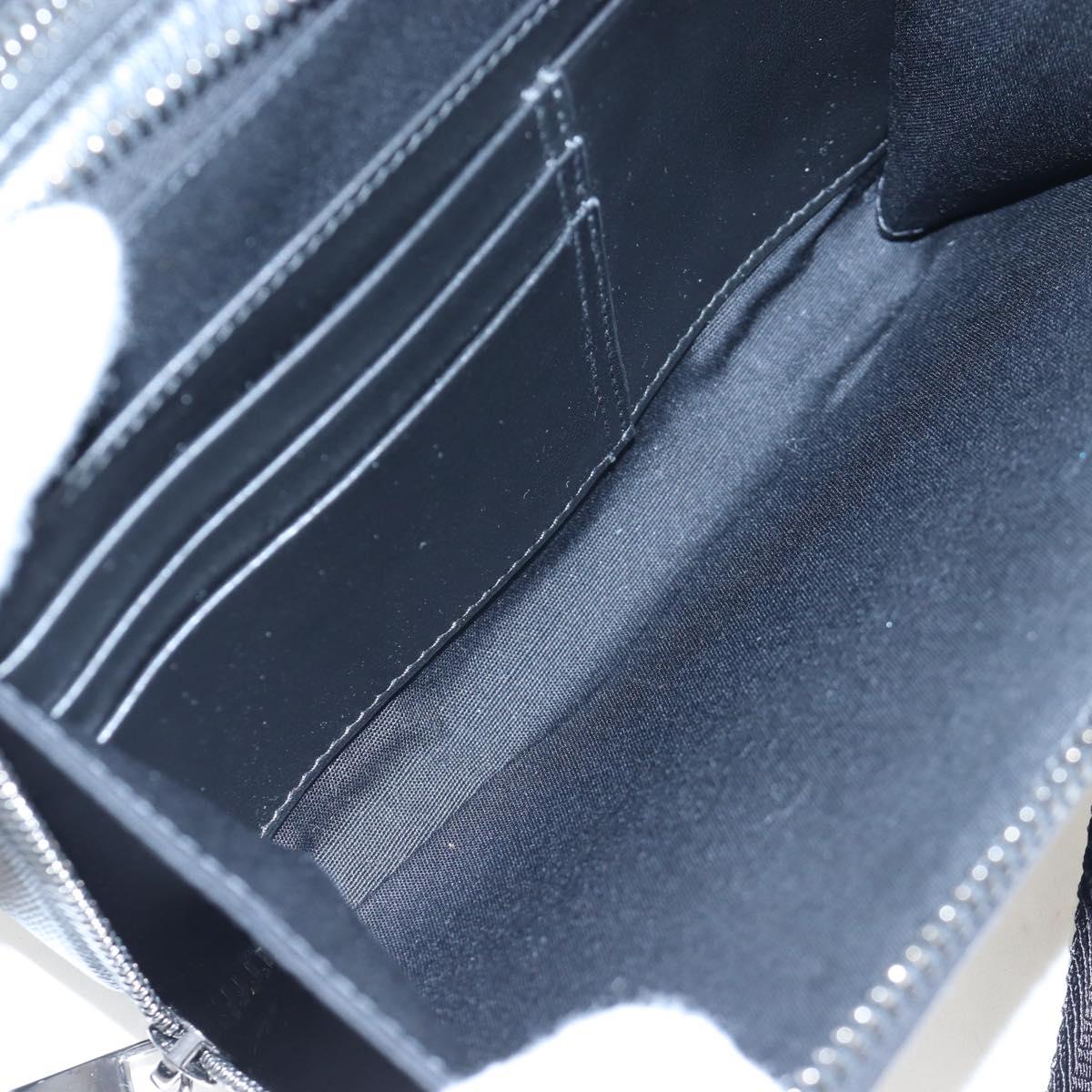 Christian Dior CD Diamond Messenger Shoulder Pouch PVC Black Silver Auth 203261V