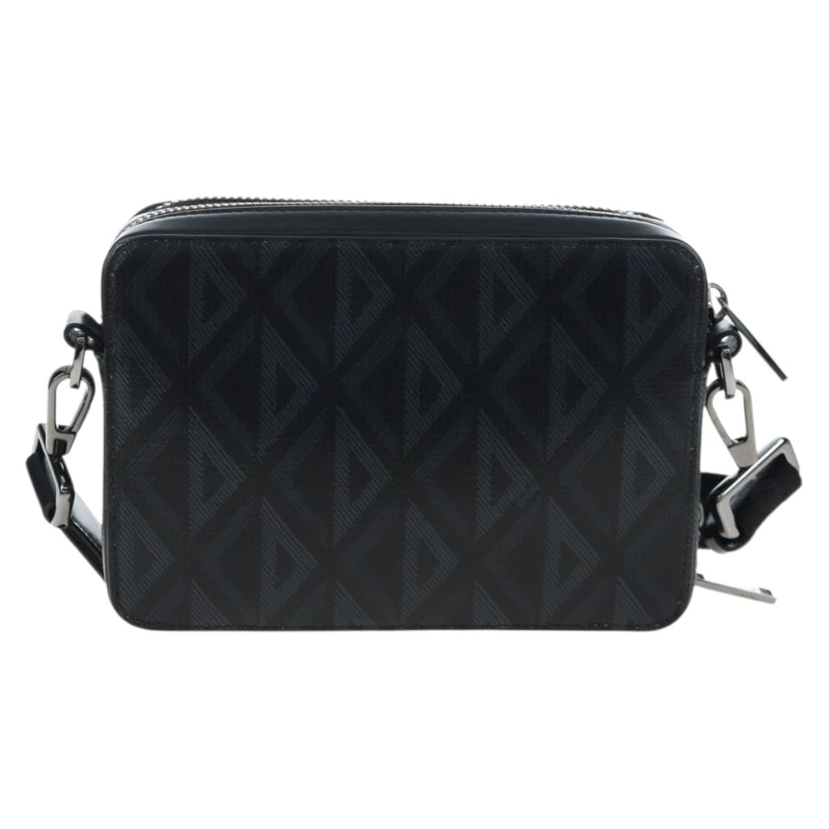 Christian Dior CD Diamond Messenger Shoulder Pouch PVC Black Silver Auth 203261V