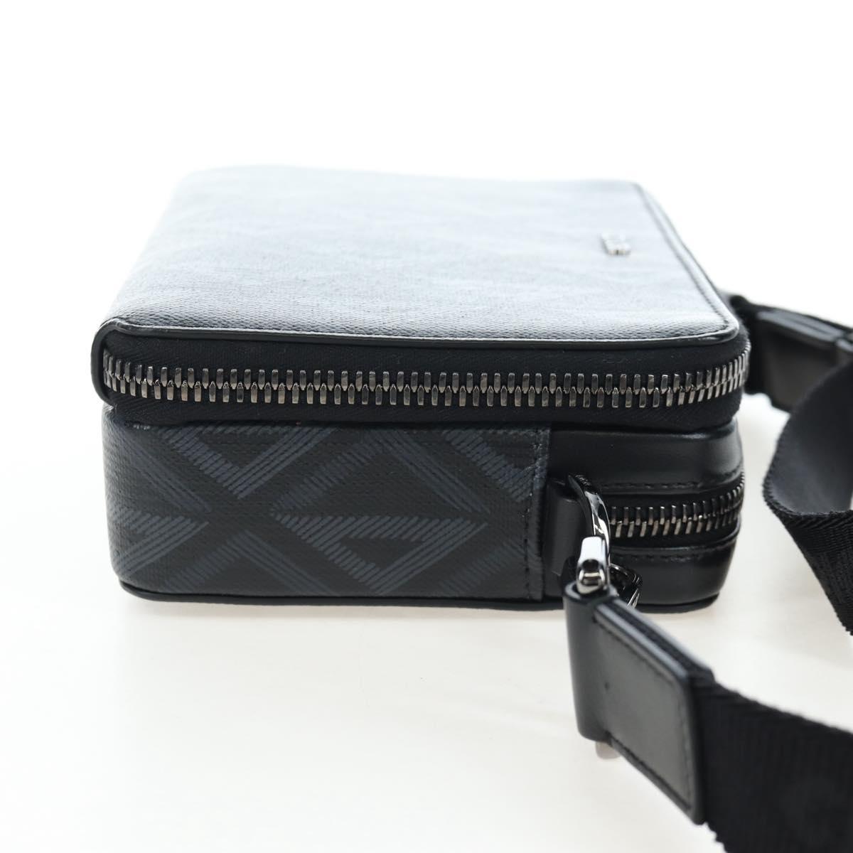 Christian Dior CD Diamond Messenger Shoulder Pouch PVC Black Silver Auth 203261V