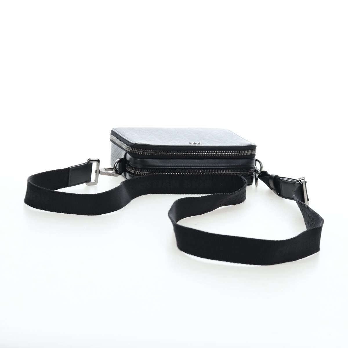 Christian Dior CD Diamond Messenger Shoulder Pouch PVC Black Silver Auth 203261V