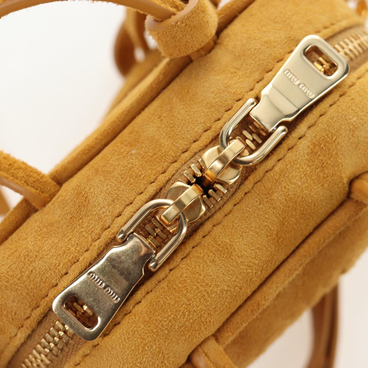 Miu Miu Micro Bag Suede 2way Yellow Gold Auth 203262M