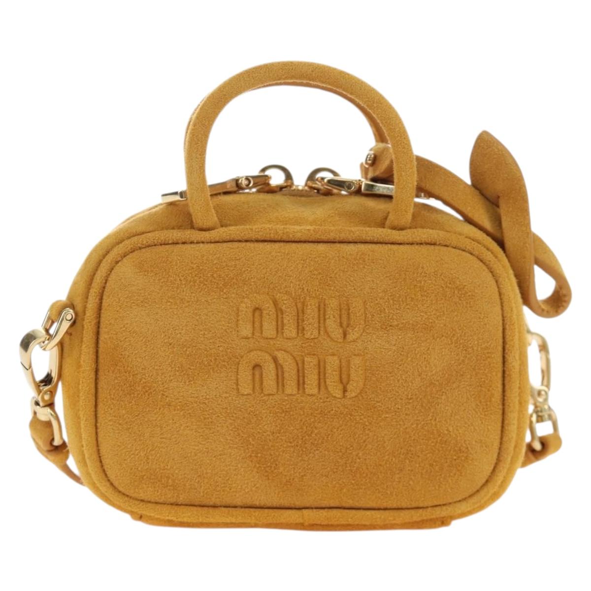 Miu Miu Micro Bag Suede 2way Yellow Gold Auth 203262M