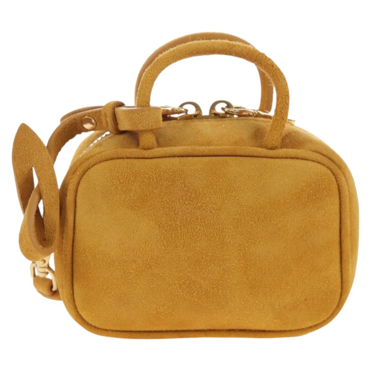 Miu Miu Micro Bag Suede 2way Yellow Gold Auth 203262M