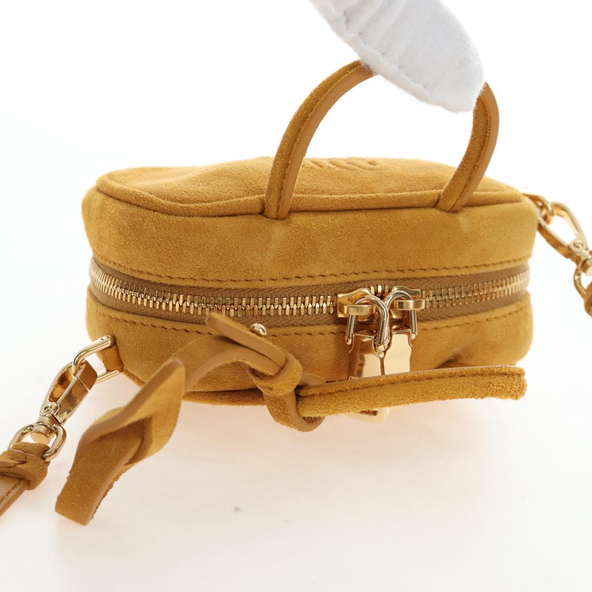 Miu Miu Micro Bag Suede 2way Yellow Gold Auth 203262M