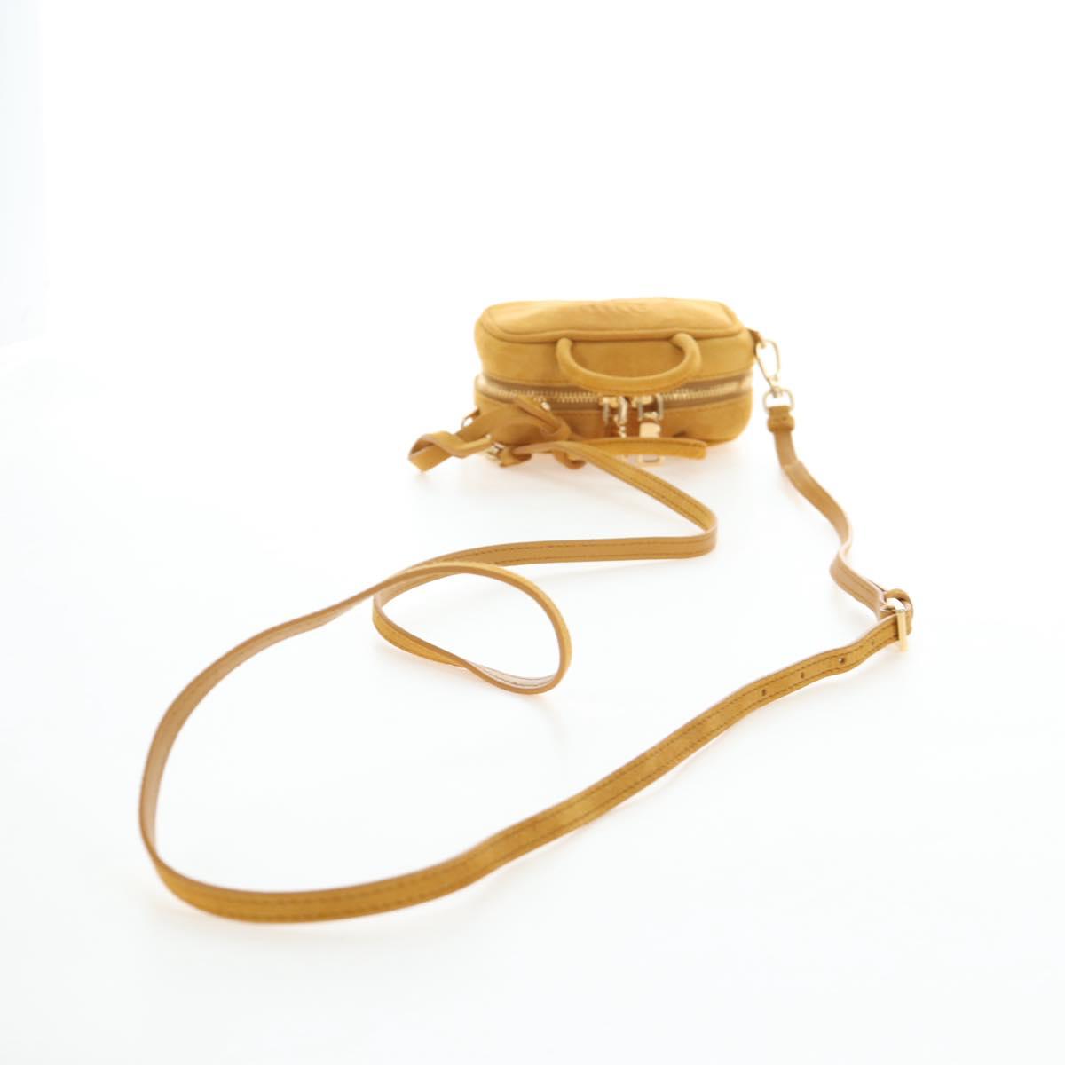 Miu Miu Micro Bag Suede 2way Yellow Gold Auth 203262M
