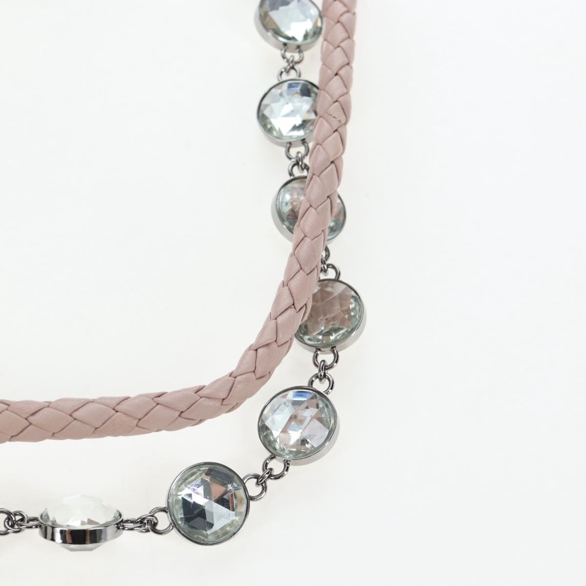 Miu Miu Nappa Crystal Matelasse Bag Leather 3way Pink Silver Auth 203264M
