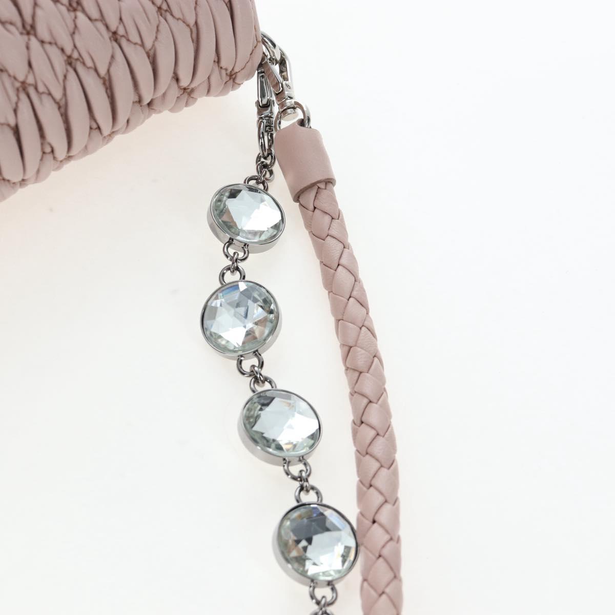 Miu Miu Nappa Crystal Matelasse Bag Leather 3way Pink Silver Auth 203264M