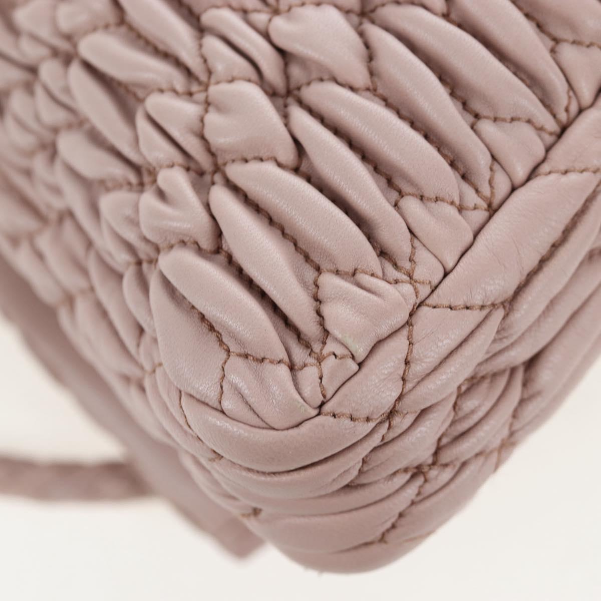 Miu Miu Nappa Crystal Matelasse Bag Leather 3way Pink Silver Auth 203264M