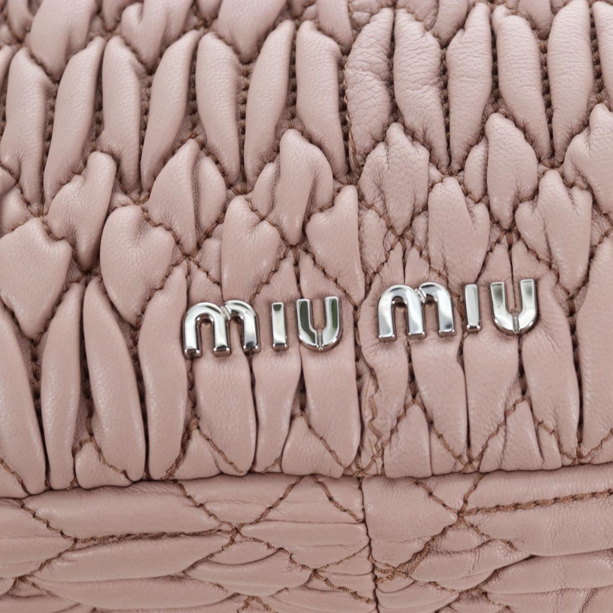 Miu Miu Nappa Crystal Matelasse Bag Leather 3way Pink Silver Auth 203264M