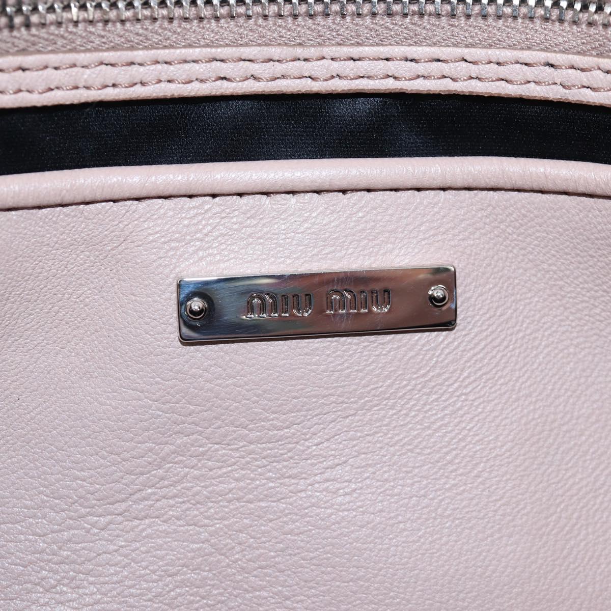 Miu Miu Nappa Crystal Matelasse Bag Leather 3way Pink Silver Auth 203264M