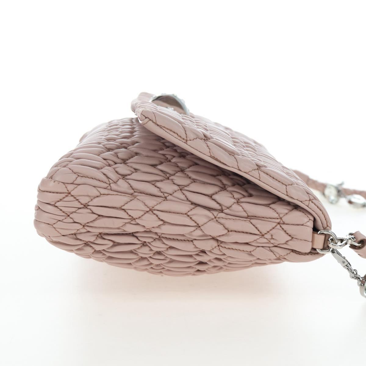Miu Miu Nappa Crystal Matelasse Bag Leather 3way Pink Silver Auth 203264M
