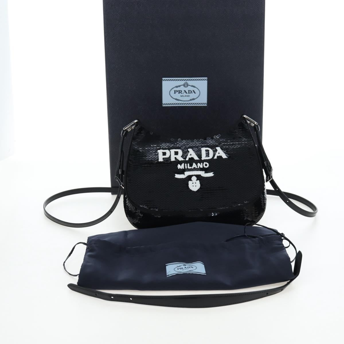 PRADA Shoulder Bag Sequin 2way Black Silver Auth 203265SAM