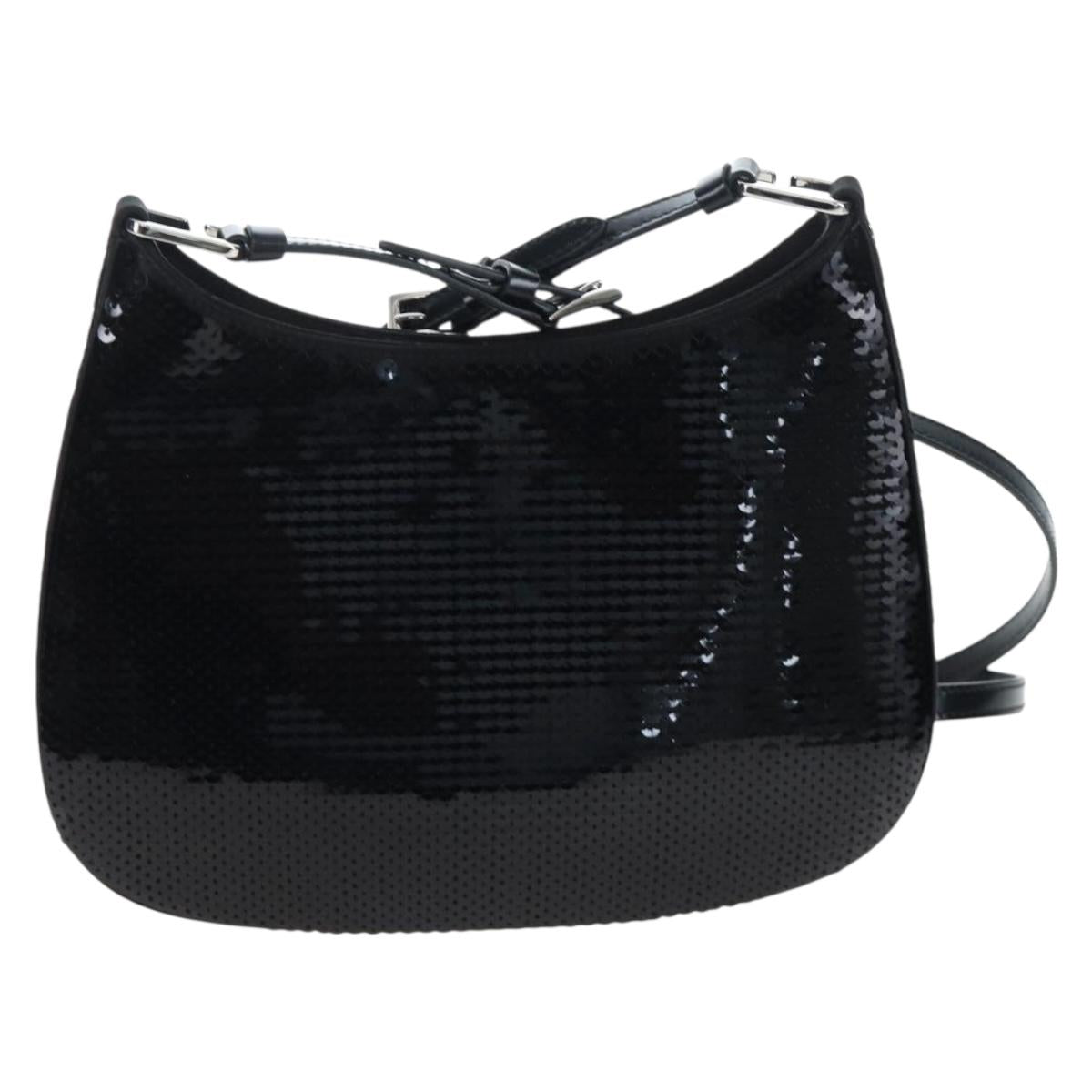 PRADA Shoulder Bag Sequin 2way Black Silver Auth 203265SAM