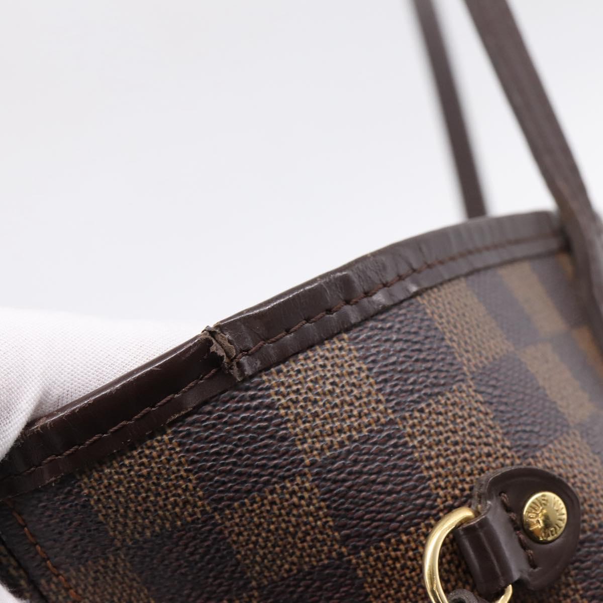 LOUIS VUITTON Damier Ebene Neverfull MM Tote Bag N51105 LV Auth 203271A