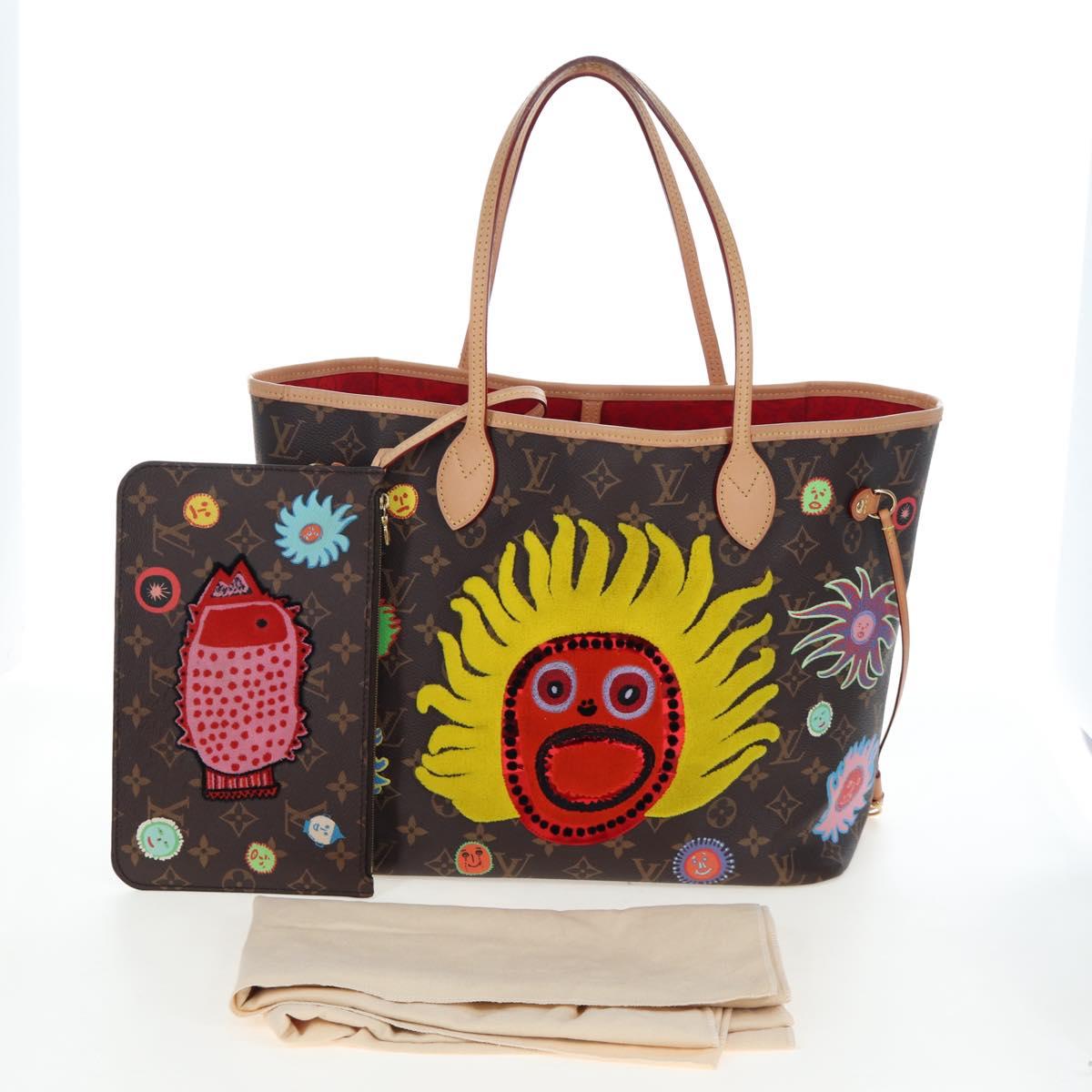 LOUIS VUITTON Yayoi Kusama Face Neverfull MM Tote Bag M46447 LV Auth 203277SAV