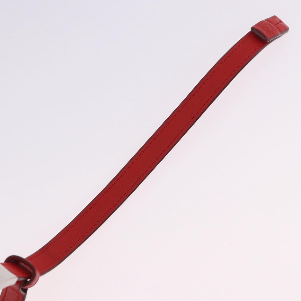 LOEWE Bangle Leather Red Silver Auth 203313A