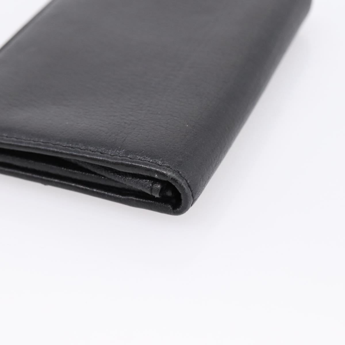 CHANEL Camelia Card Case Calf Skin Black CC Auth 203316A