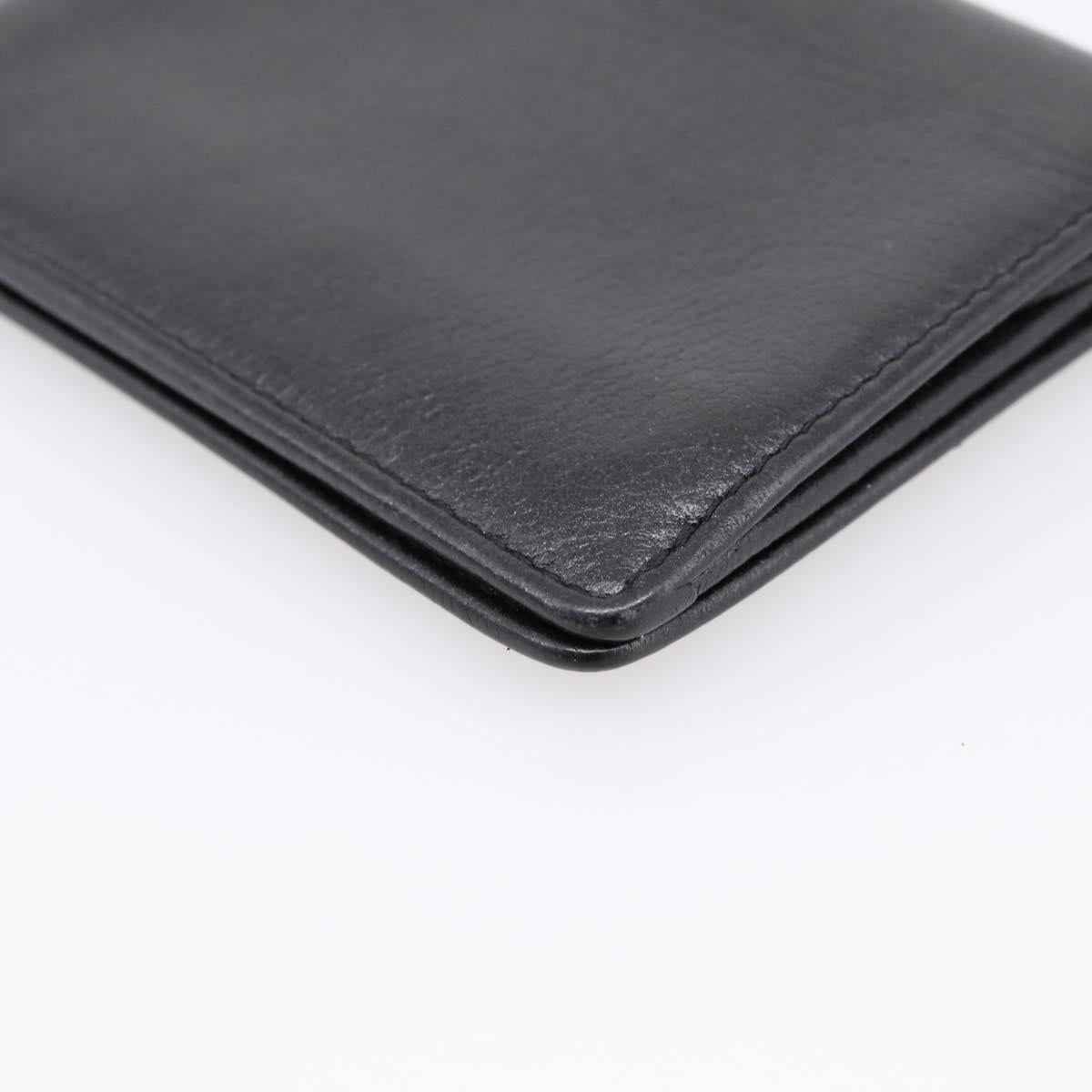 CHANEL Camelia Card Case Calf Skin Black CC Auth 203316A