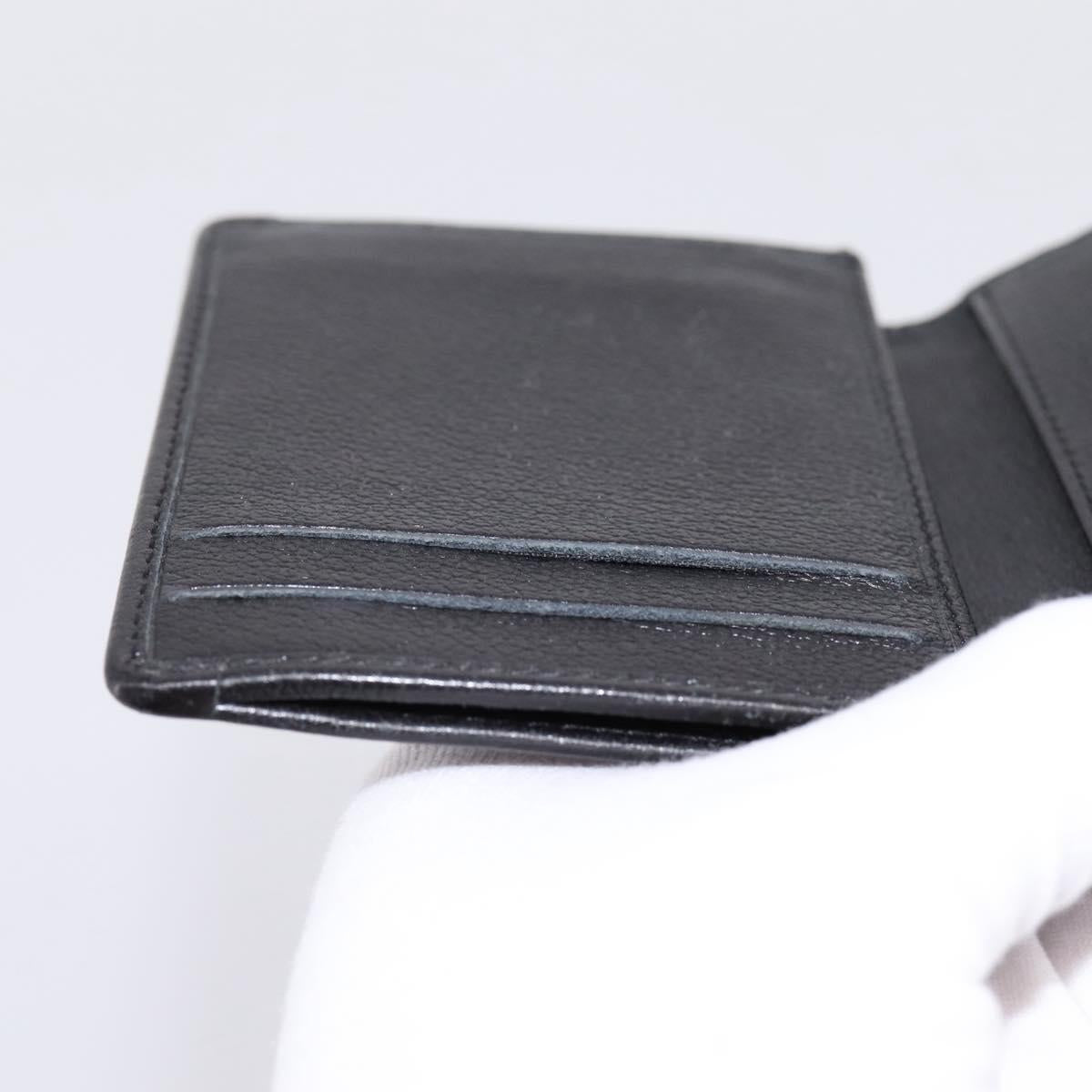 CHANEL Camelia Card Case Calf Skin Black CC Auth 203316A