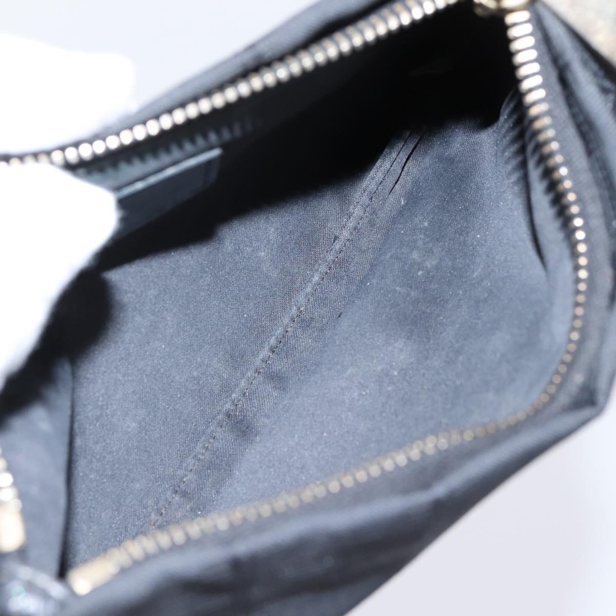 CHANEL New Travel Line Pouch Canvas Black Gold CC Auth 203320