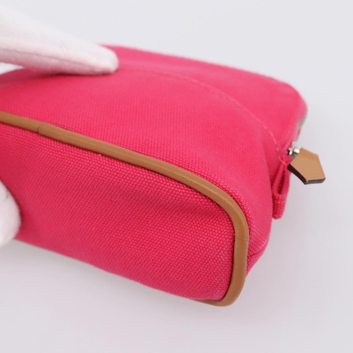 HERMES Bolide Pouch Canvas Pink Silver Auth 203321V