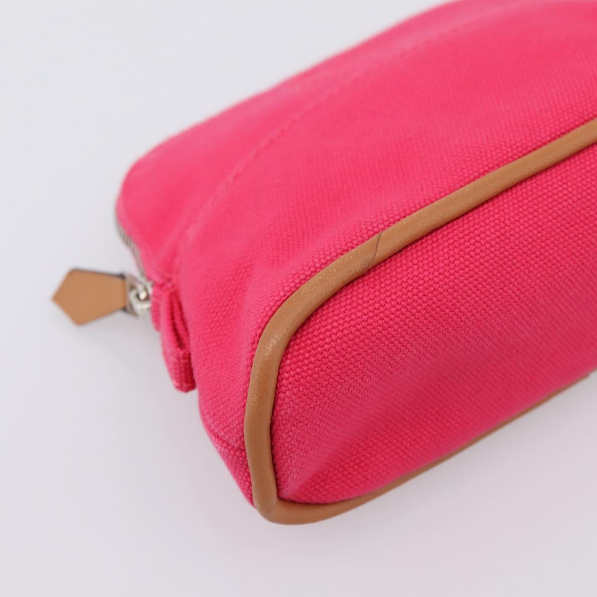 HERMES Bolide Pouch Canvas Pink Silver Auth 203321V