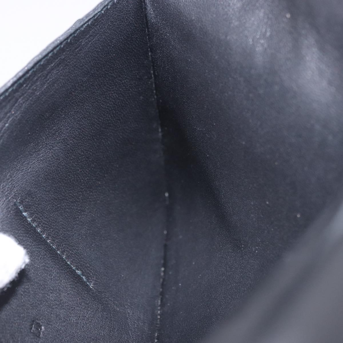 HERMES Dogon GM Wallet Leather Black Silver Auth 203322