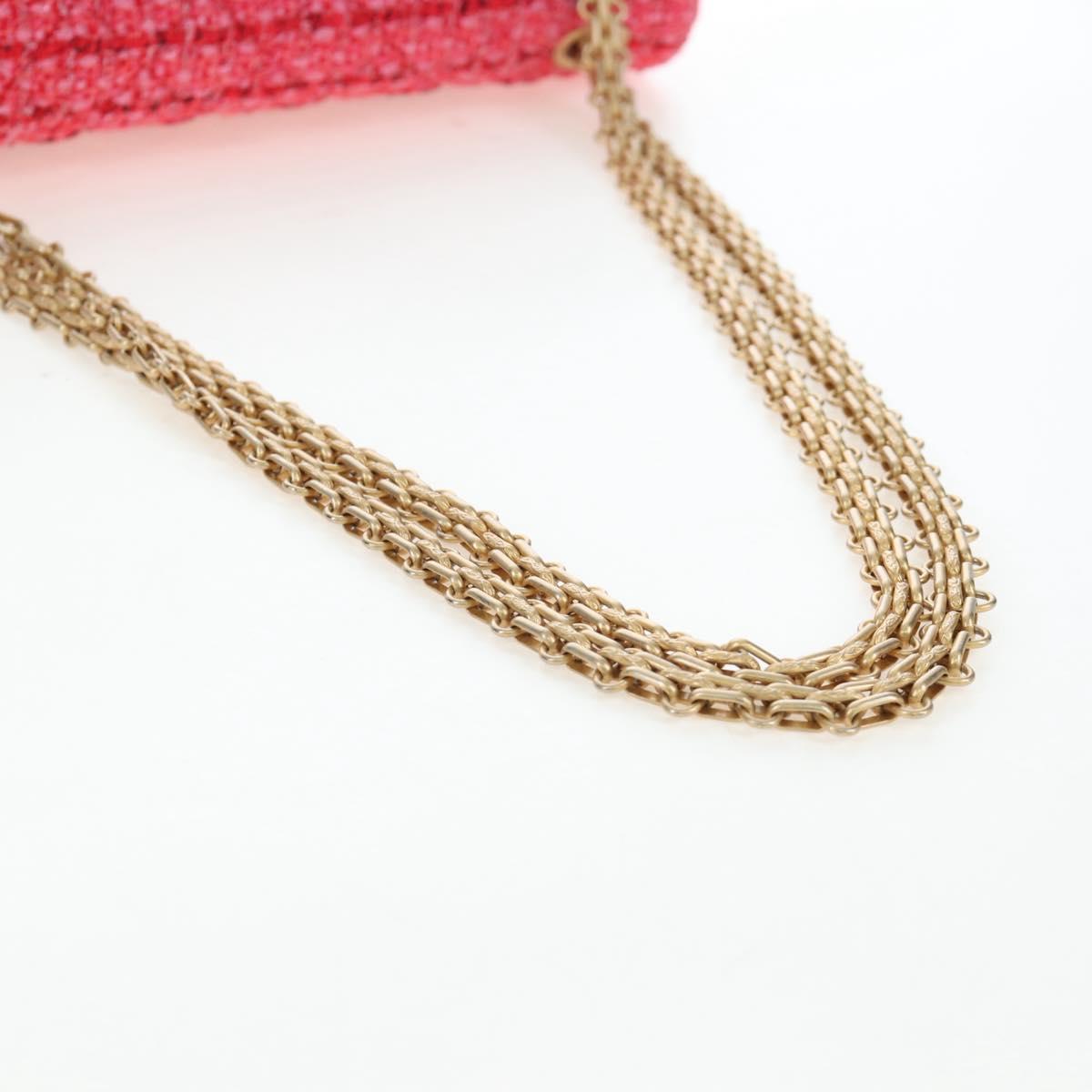 CHANEL Chain Matelasse 2.55 Shoulder Bag Tweed Pink Gold CC Auth 203324SM
